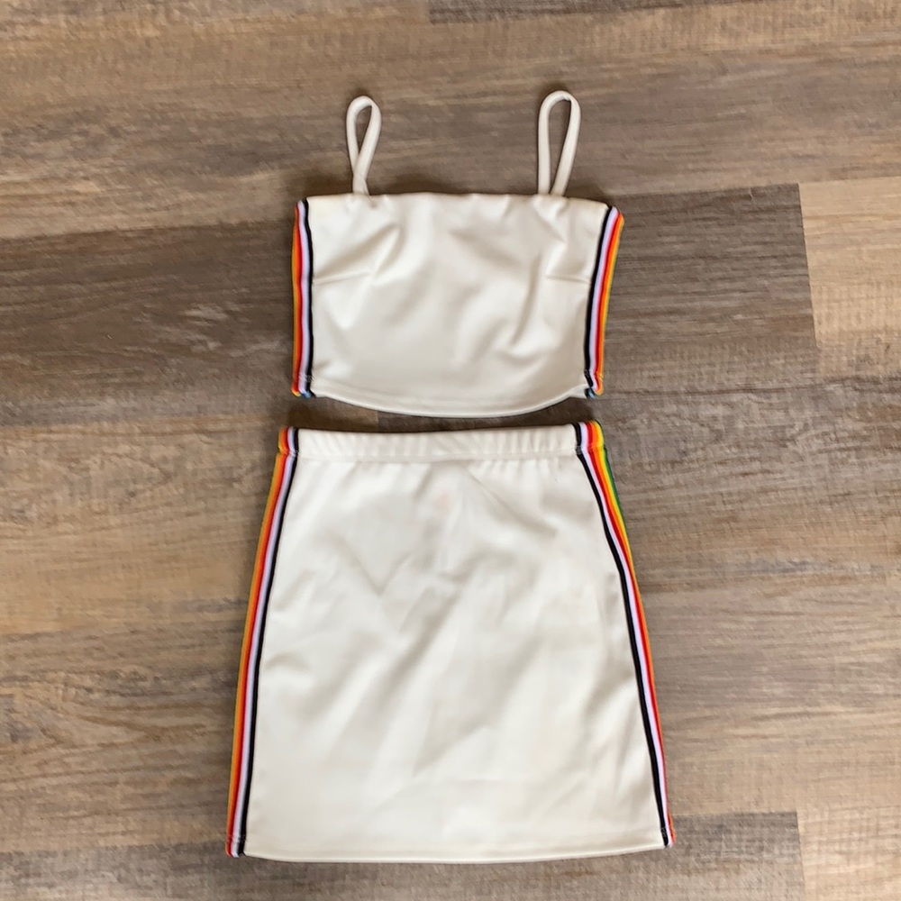 Malibu Sugar two-piece dress with rainbow accents